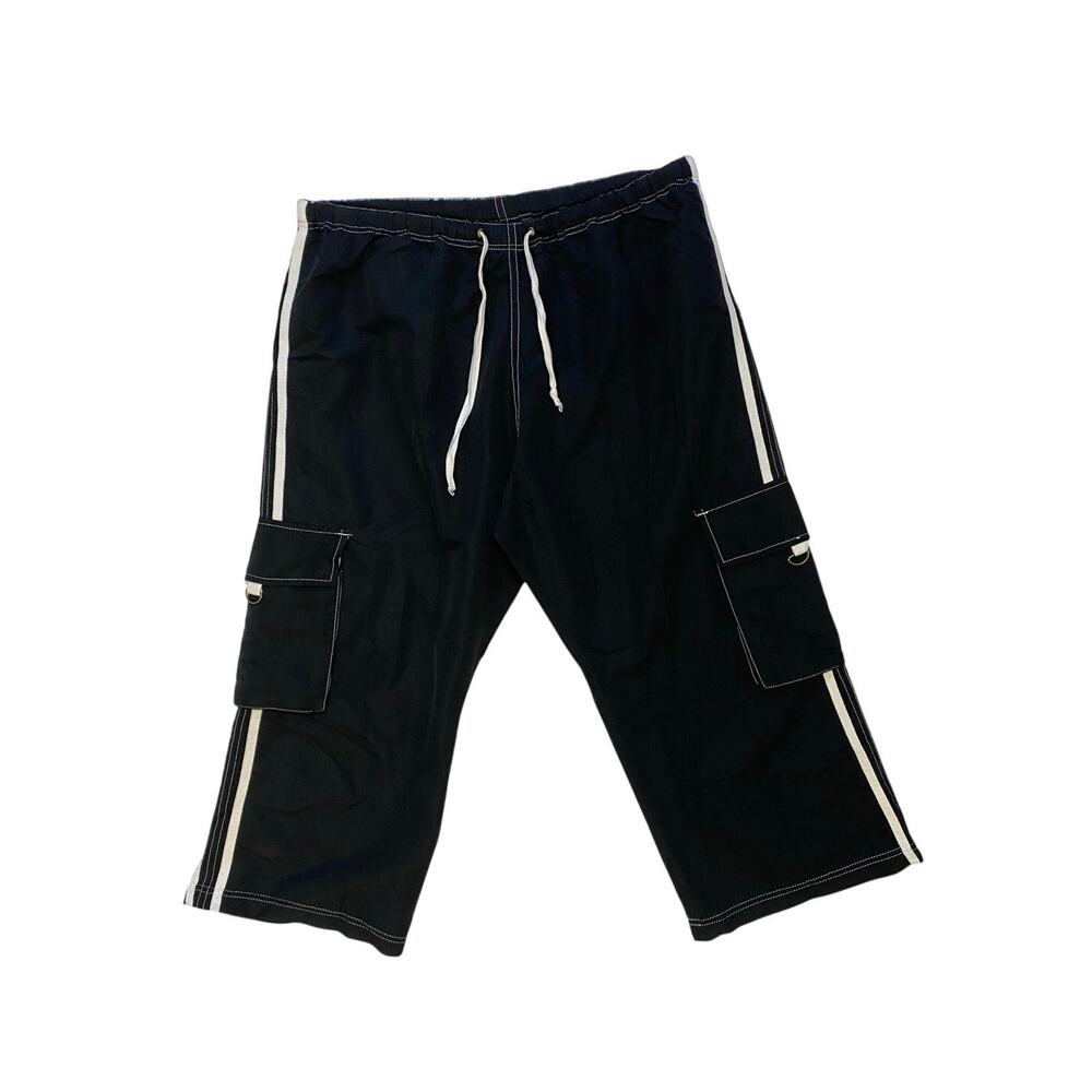 Y2K Drawstring Cargo Capris w Racing Stripe